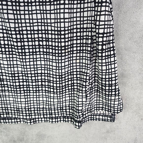 Women's Black & White Worthington Sleeveless V-Neck Top Zip-Front Size L - Picture 3 of 12